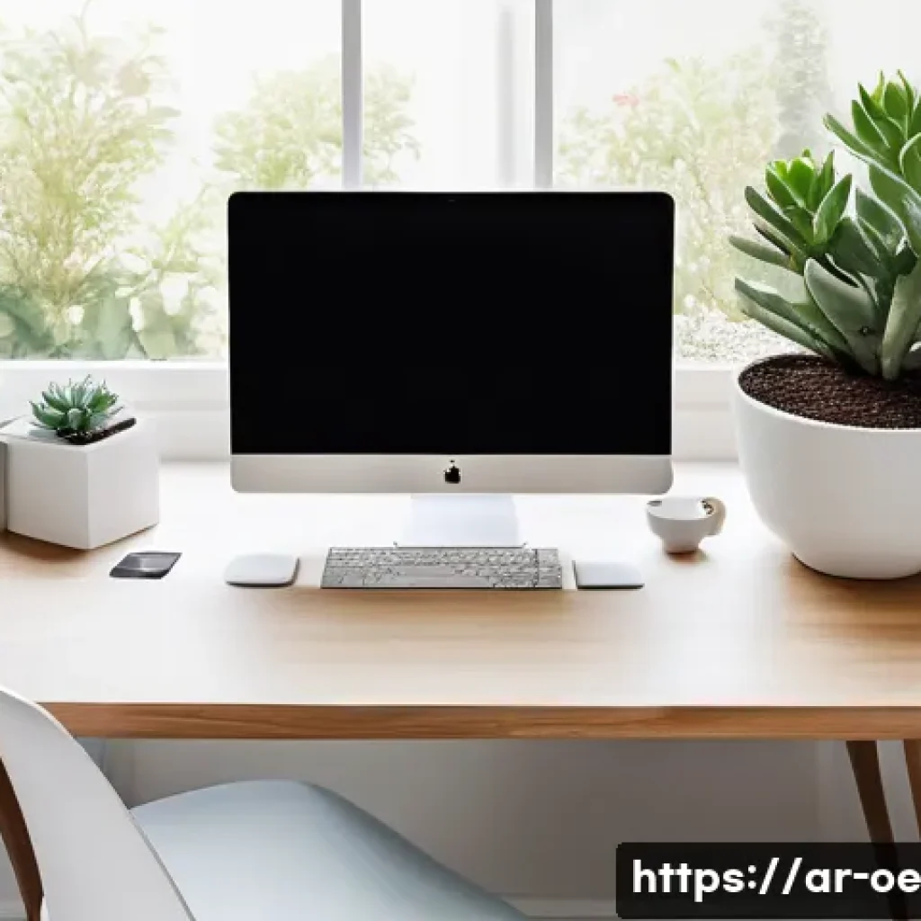 집에서 일하기 좋은 공간 만들기 - **A bright and ergonomic home office.**
A modern, well-organized home office space bathed in abu...